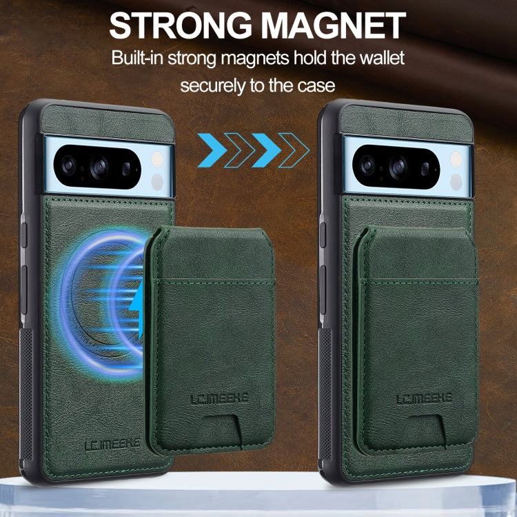 For Google Pixel 8 Pro LC.IMEEKE L3 Series Detachable RFID Card Bag Magsafe Phone Case(Green)