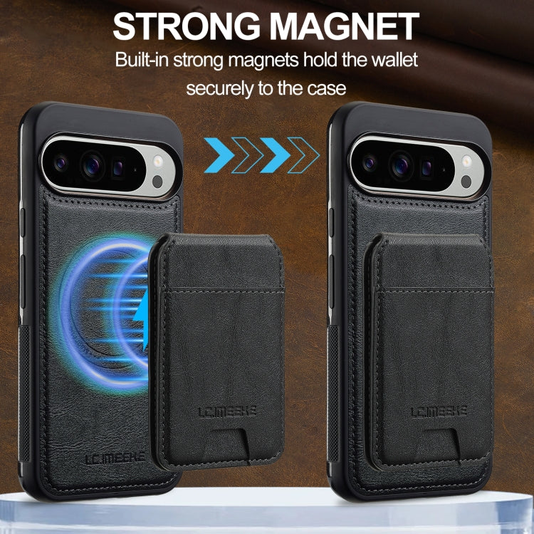 For Google Pixel 9 / 9 Pro LC.IMEEKE L3 Series Detachable RFID Card Bag Magsafe Phone Case(Black)