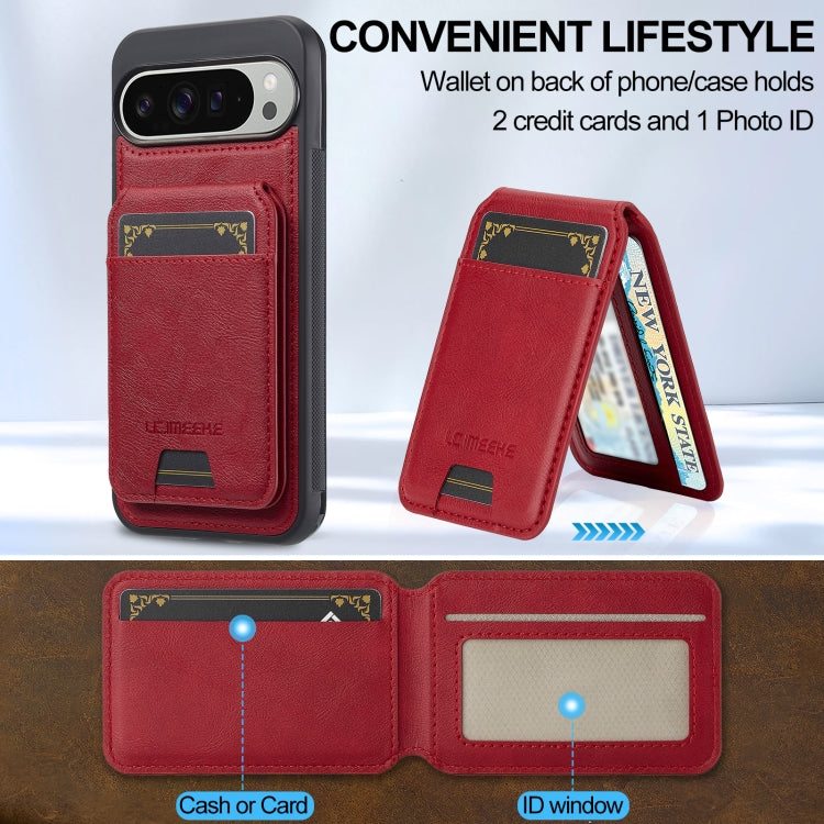 For Google Pixel 9 Pro XL LC.IMEEKE L3 Series Detachable RFID Card Bag Magsafe Phone Case(Red)