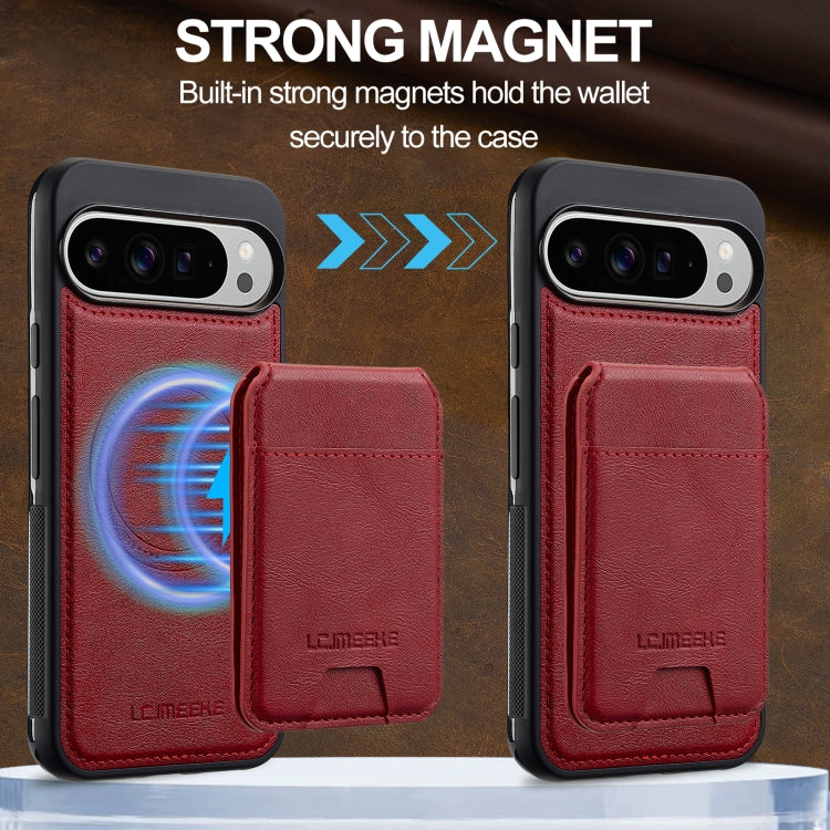 For Google Pixel 9 Pro XL LC.IMEEKE L3 Series Detachable RFID Card Bag Magsafe Phone Case(Red)