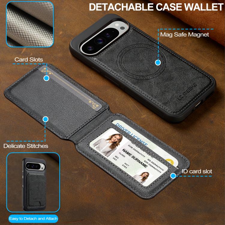 For Google Pixel 10 / 10 Pro LC.IMEEKE L3 Series Detachable RFID Card Bag Magsafe Phone Case(Black)