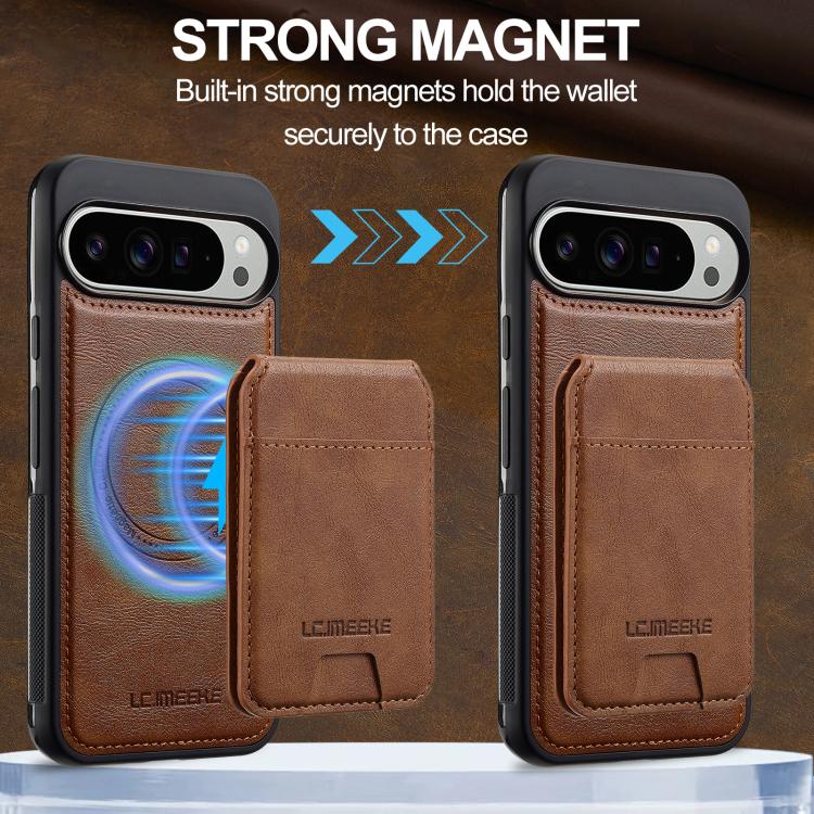 For Google Pixel 10 / 10 Pro LC.IMEEKE L3 Series Detachable RFID Card Bag Magsafe Phone Case(Brown)