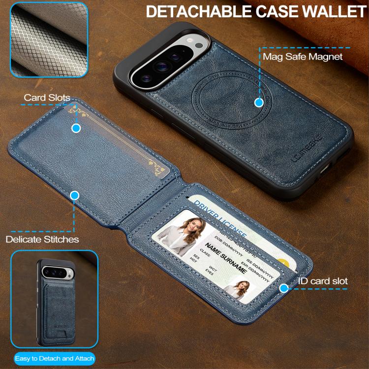 For Google Pixel 10 / 10 Pro LC.IMEEKE L3 Series Detachable RFID Card Bag Magsafe Phone Case(Blue)