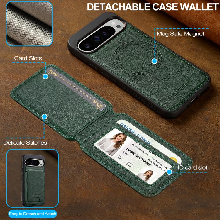 For Google Pixel 10 / 10 Pro LC.IMEEKE L3 Series Detachable RFID Card Bag Magsafe Phone Case(Green)