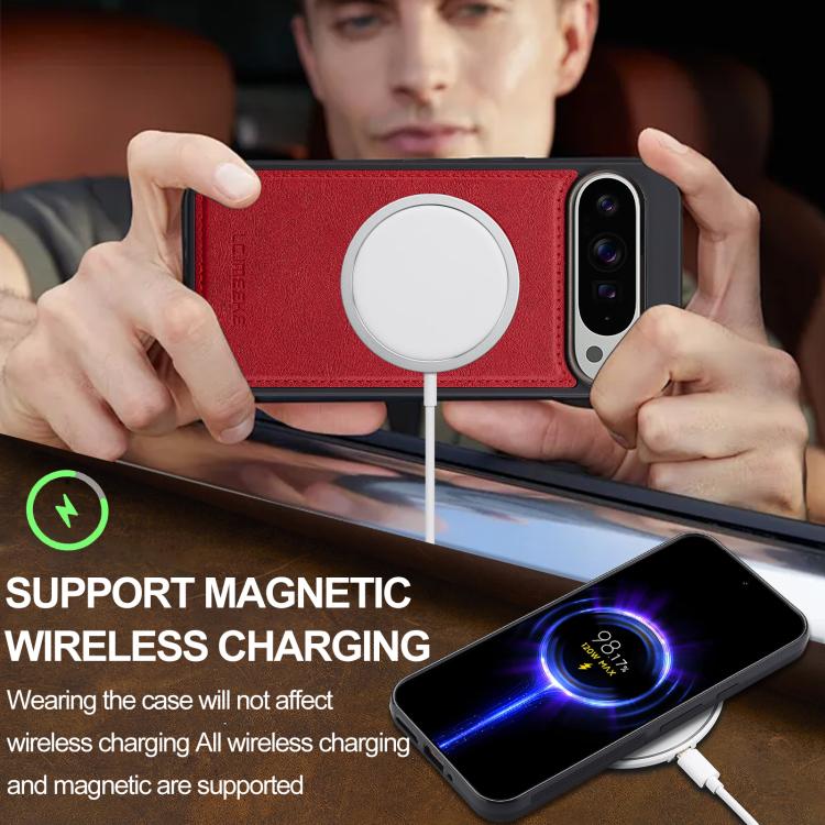 For Google Pixel 10 / 10 Pro LC.IMEEKE L3 Series Detachable RFID Card Bag Magsafe Phone Case(Red)
