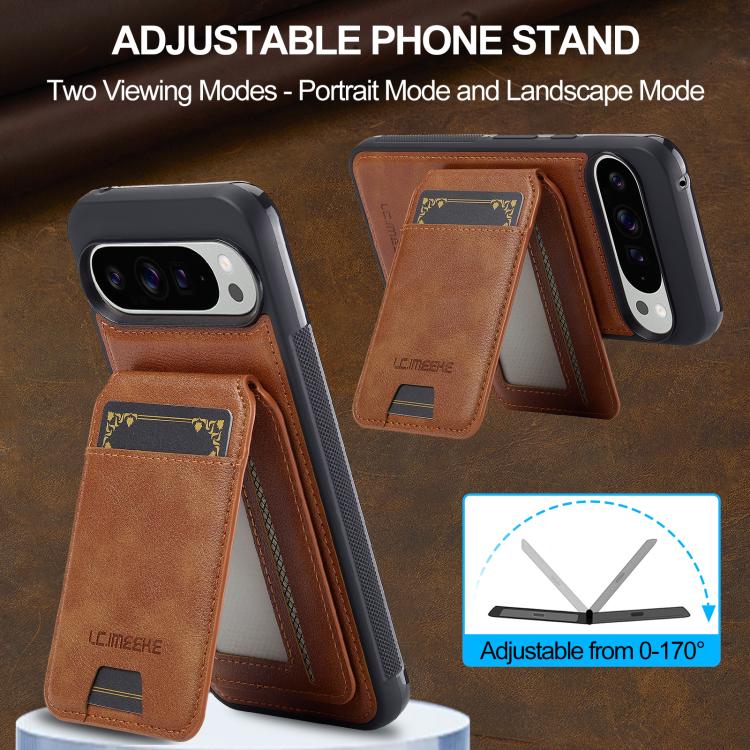 For Google Pixel 10 Pro XL LC.IMEEKE L3 Series Detachable RFID Card Bag Magsafe Phone Case(Brown)