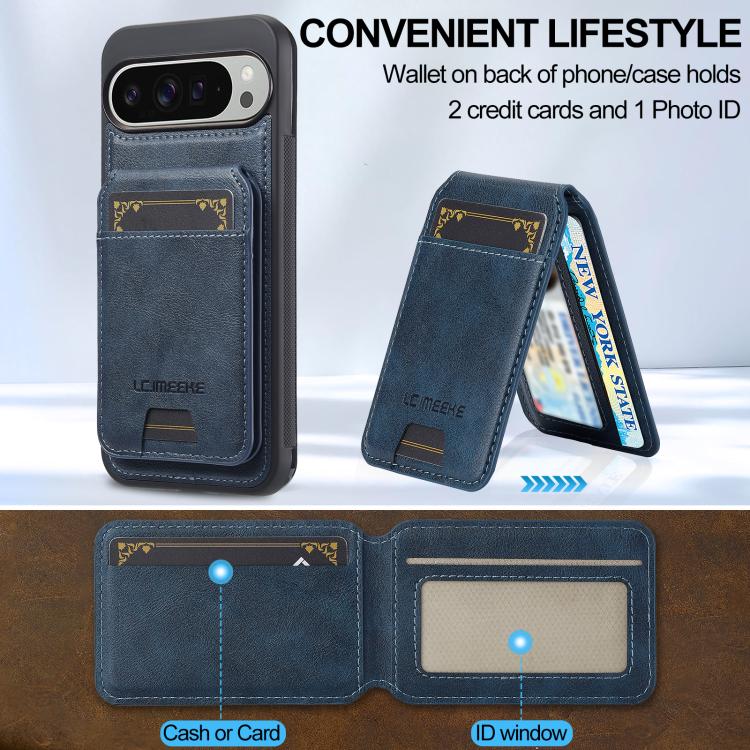For Google Pixel 10 Pro XL LC.IMEEKE L3 Series Detachable RFID Card Bag Magsafe Phone Case(Blue)