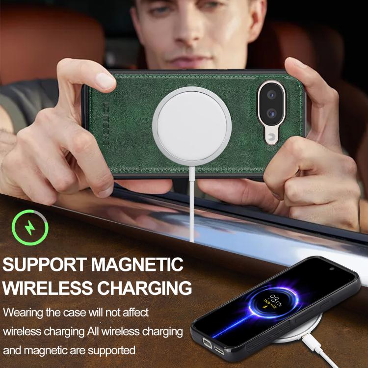 For Google Pixel 9a LC.IMEEKE L3 Series Detachable RFID Card Bag Magsafe Phone Case(Green)