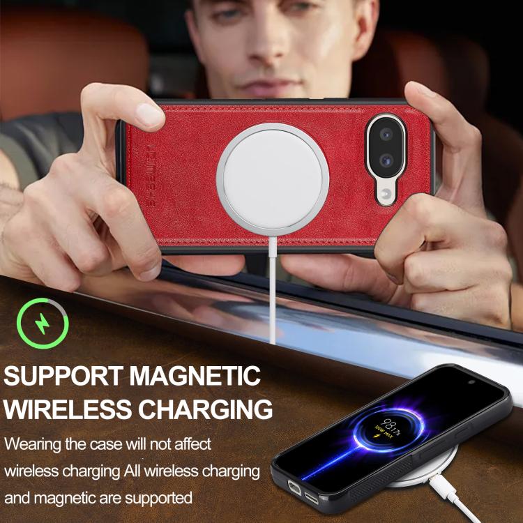 For Google Pixel 9a LC.IMEEKE L3 Series Detachable RFID Card Bag Magsafe Phone Case(Red)