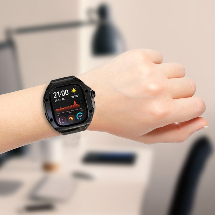 For Apple Watch Ultra 3 / 2 / 1 49mm RedPepper Armor Metal Case Integrated Silicone Watch Band(Black)