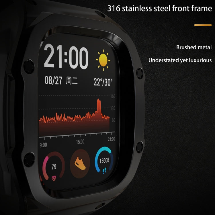 For Apple Watch Ultra 3 / 2 / 1 49mm RedPepper Armor Metal Case Integrated Silicone Watch Band(Black)
