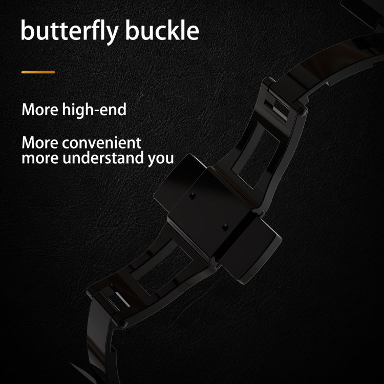 For Apple Watch Ultra 3 / 2 / 1 49mm RedPepper Armor Metal Case Integrated Silicone Watch Band(Black)