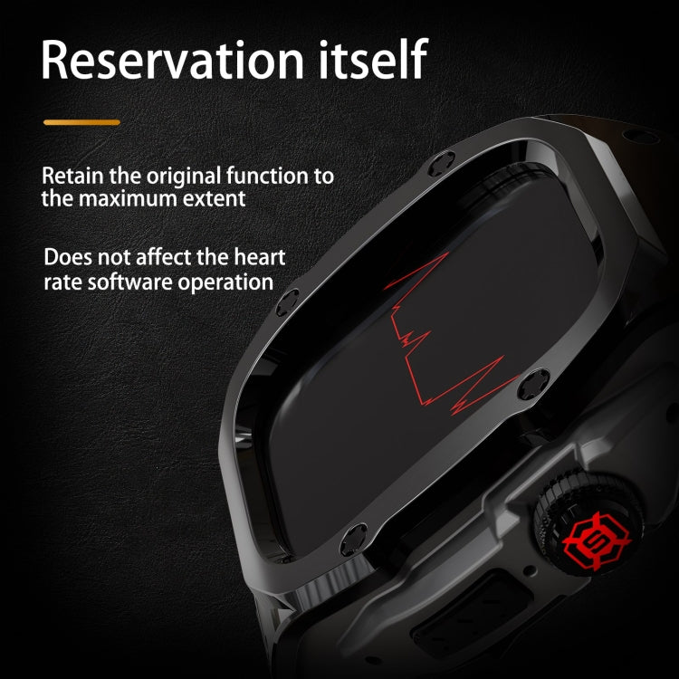 For Apple Watch Ultra 3 / 2 / 1 49mm RedPepper Armor Metal Case Integrated Silicone Watch Band(Black)