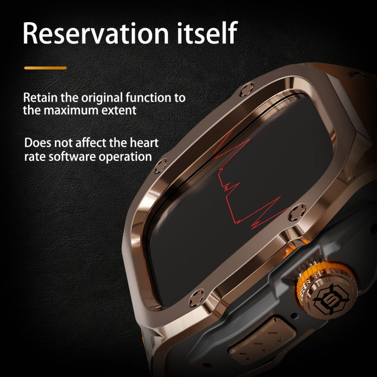 For Apple Watch Ultra 3 / 2 / 1 49mm RedPepper Armor Metal Case Integrated Silicone Watch Band(Rose Gold Black Orange)
