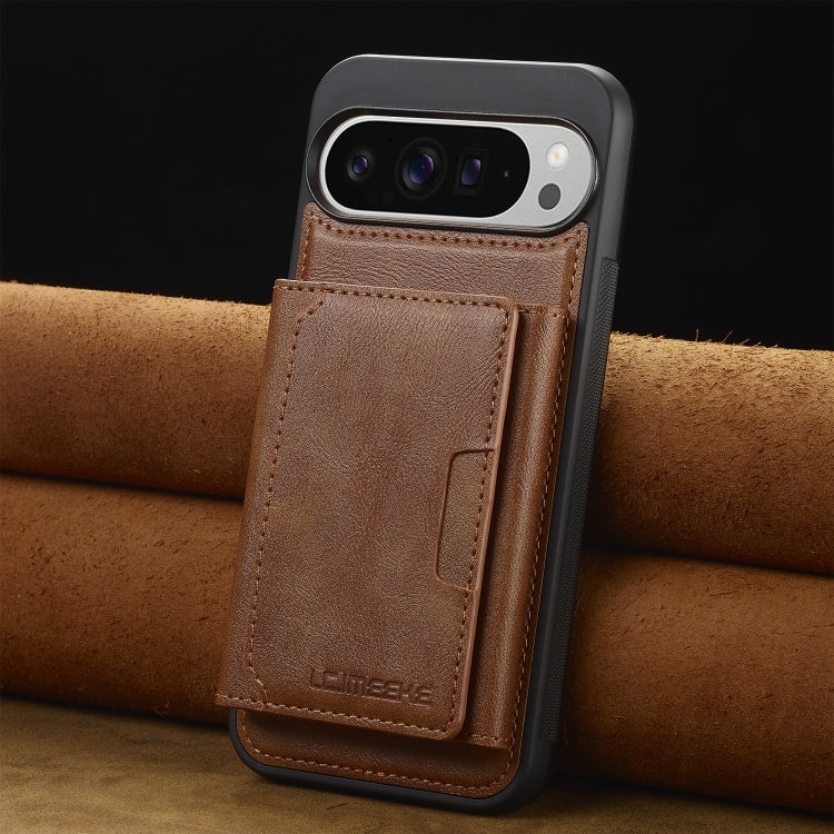 For Google Pixel 9 Pro XL LC.IMEEKE L5 Series Detachable RFID Card Bag Magsafe Phone Case(Brown)