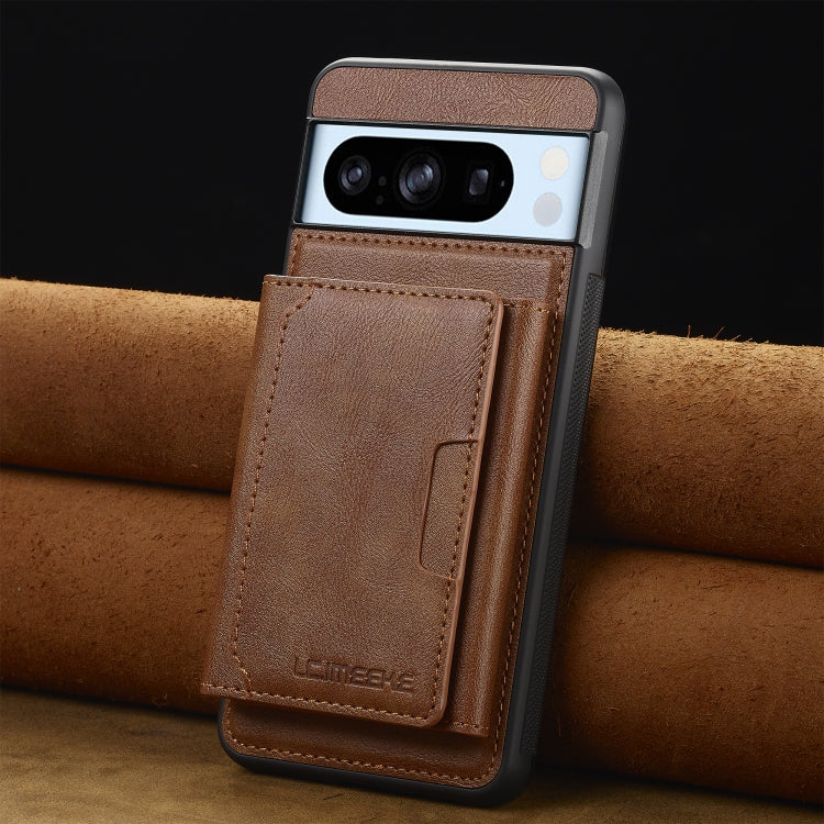 For Google Pixel 8 Pro LC.IMEEKE L5 Series Detachable RFID Card Bag Magsafe Phone Case(Brown)