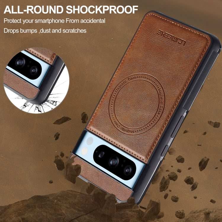 For Google Pixel 8 Pro LC.IMEEKE L5 Series Detachable RFID Card Bag Magsafe Phone Case(Brown)