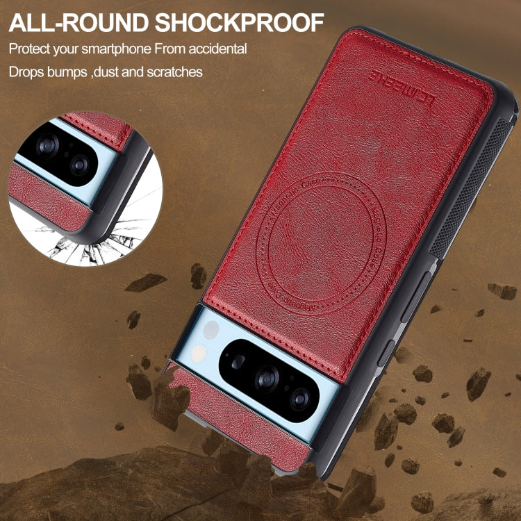 For Google Pixel 8 Pro LC.IMEEKE L5 Series Detachable RFID Card Bag Magsafe Phone Case(Red)