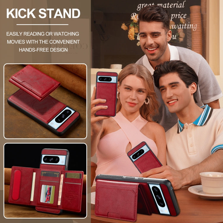 For Google Pixel 8 Pro LC.IMEEKE L5 Series Detachable RFID Card Bag Magsafe Phone Case(Red)