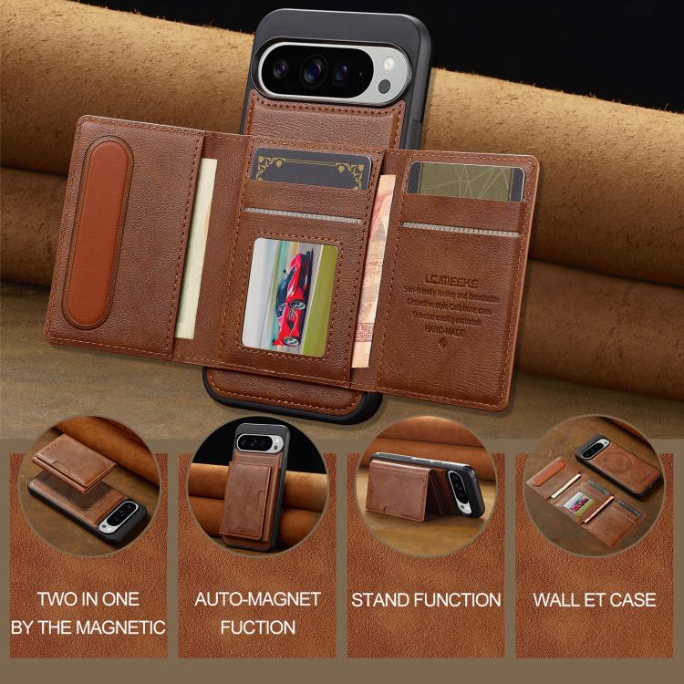 For Google Pixel 10 Pro XL LC.IMEEKE L5 Series Detachable RFID Card Bag Magsafe Phone Case(Brown)