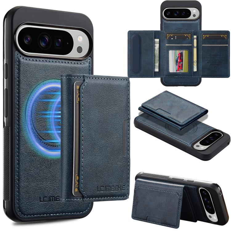 For Google Pixel 10 Pro XL LC.IMEEKE L5 Series Detachable RFID Card Bag Magsafe Phone Case(Blue)