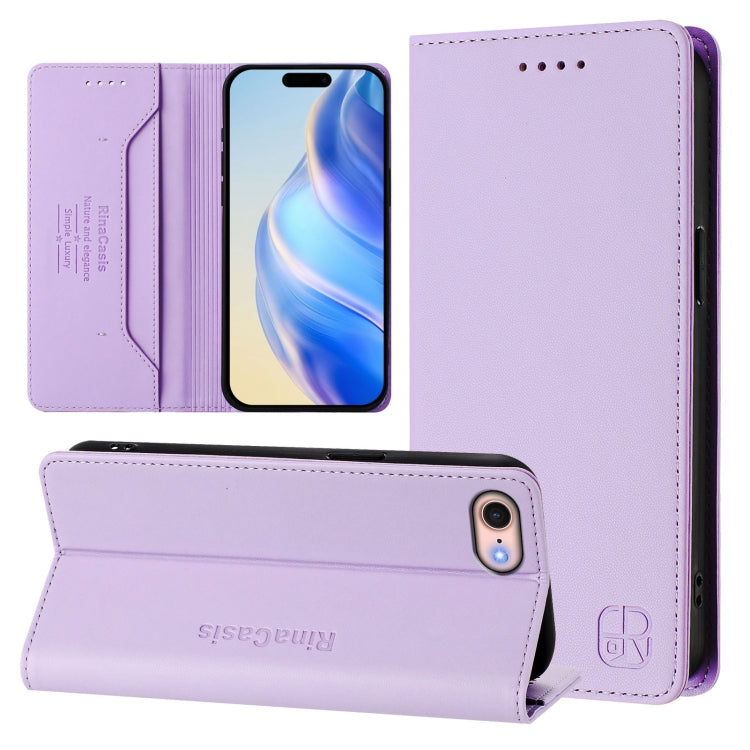 RC01 Dual-Folded Magnetic Suction RFID Leather Phone Case, For iPhone 14 Pro, For iPhone 14 Pro Max, For iPhone 7 / 8 / SE 2022