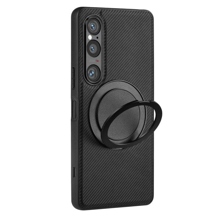 For Sony Xperia 1 V ViLi TCY Series Kevlar Leather Texture Rotating Holder Phone Case(Black)