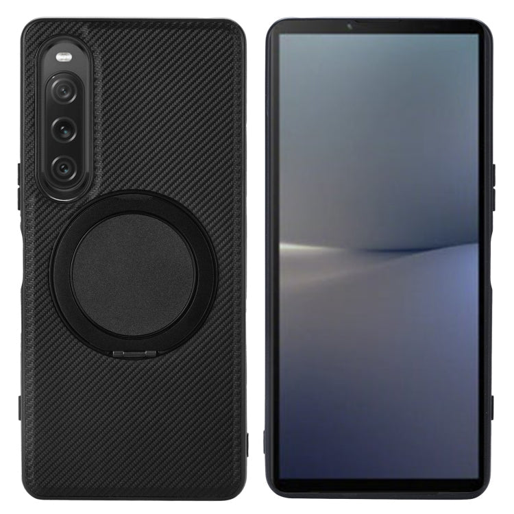 For Sony Xperia 10 V ViLi TCY Series Kevlar Leather Texture Rotating Holder Phone Case(Black)