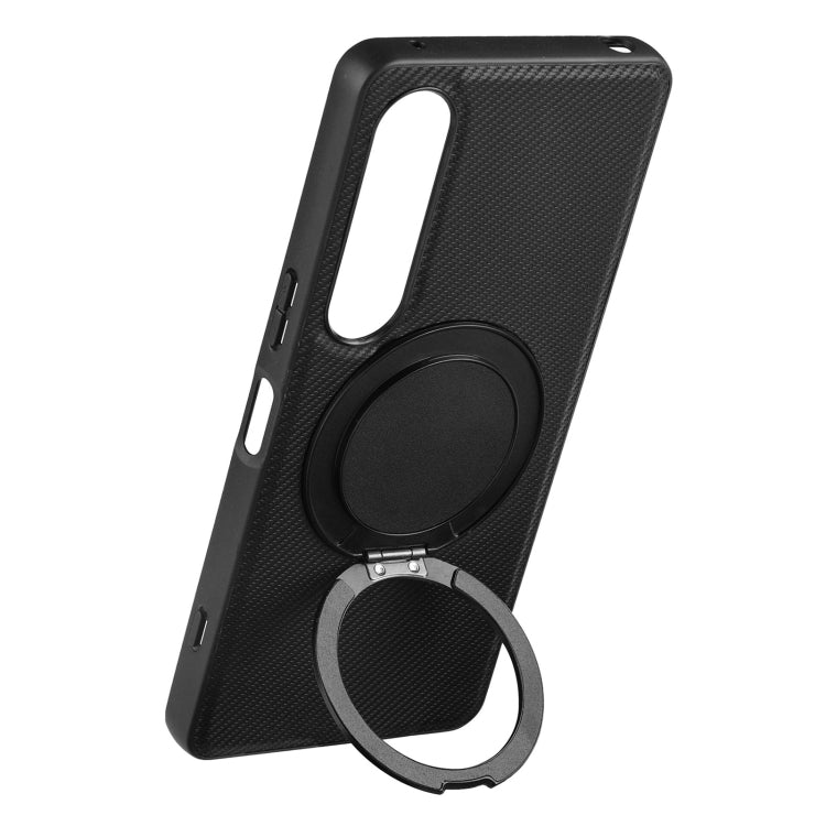 For Sony Xperia 10 V ViLi TCY Series Kevlar Leather Texture Rotating Holder Phone Case(Black)