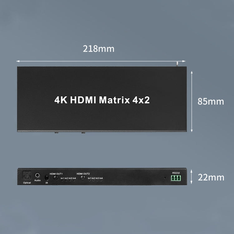Measy MT4342 4K 30Hz 4 In 2 Out HDMI Matrix Switch Support Seamless Switching, UK Plug(Black)
