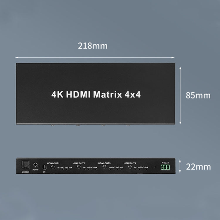 Measy MT4344 4K 30Hz 4 In 4 Out HDMI Matrix Switch Support Seamless Switching, US Plug(Black)