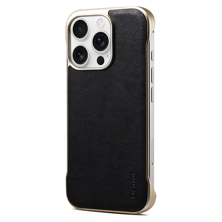 For iPhone 16 Pro Max Denior MagSafe Genuine Leather Calf Texture  Phone Case(Black)