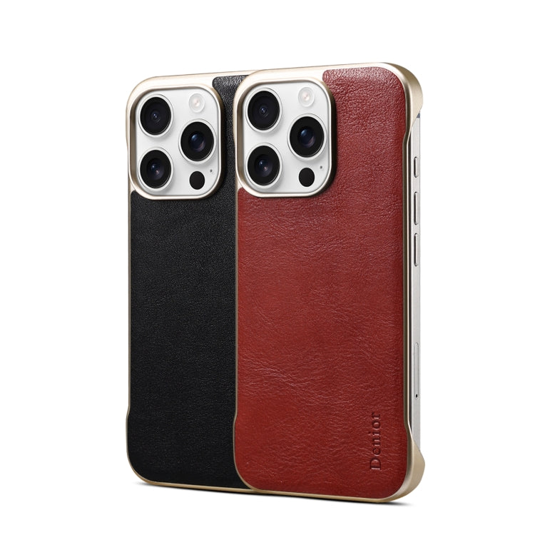 For iPhone 15 Pro Max Denior MagSafe Genuine Leather Calf Texture  Phone Case(Black)