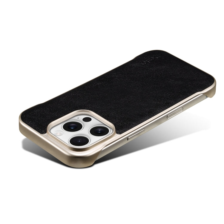 For iPhone 15 Pro Denior MagSafe Genuine Leather Calf Texture  Phone Case(Black)
