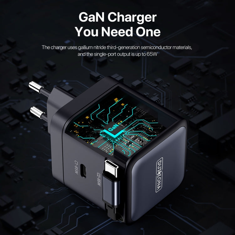 DUZZONA T10 PD 65W GaN Mini Type-C / USB-C Fast Charger with Cable, EU Plug(Black)