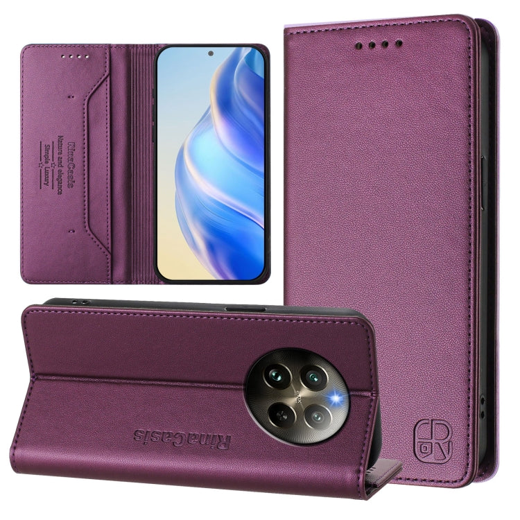 RC01 Dual-Folded Magnetic Suction RFID Leather Phone Case, For Realme P1 Pro, For Realme 12+ 5G / Narzo 70 Pro 5G India, For Realme 12 5G Global