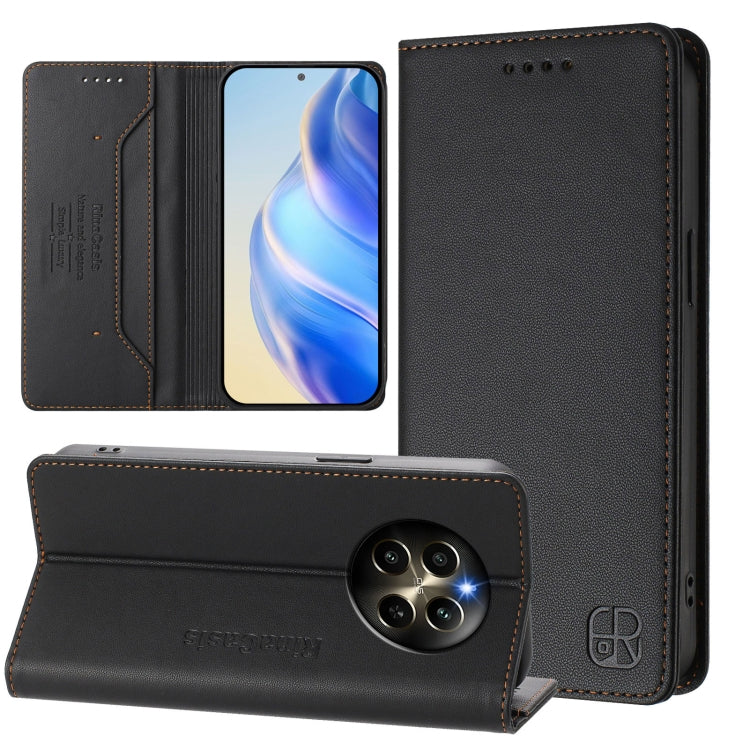 RC01 Dual-Folded Magnetic Suction RFID Leather Phone Case, For Realme P1 Pro, For Realme 12+ 5G / Narzo 70 Pro 5G India, For Realme 12 5G Global