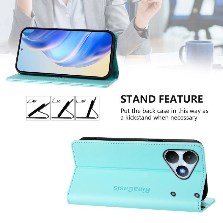 RC01 Dual-Folded Magnetic Suction RFID Leather Phone Case, For Realme Note 80 4G Global, For Realme 16 5G Global, For Realme 16 Pro+ 5G Global