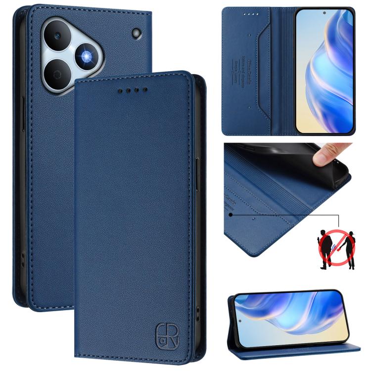 RC01 Dual-Folded Magnetic Suction RFID Leather Phone Case, For Realme Note 80 4G Global, For Realme 16 5G Global, For Realme 16 Pro+ 5G Global