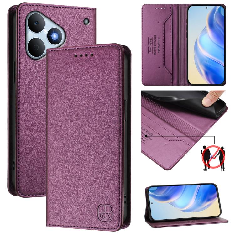 RC01 Dual-Folded Magnetic Suction RFID Leather Phone Case, For Realme Note 80 4G Global, For Realme 16 5G Global, For Realme 16 Pro+ 5G Global