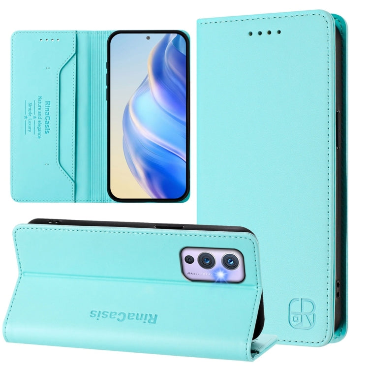 RC01 Dual-Folded Magnetic Suction RFID Leather Phone Case, For OnePlus 9 Pro, For OnePlus 9