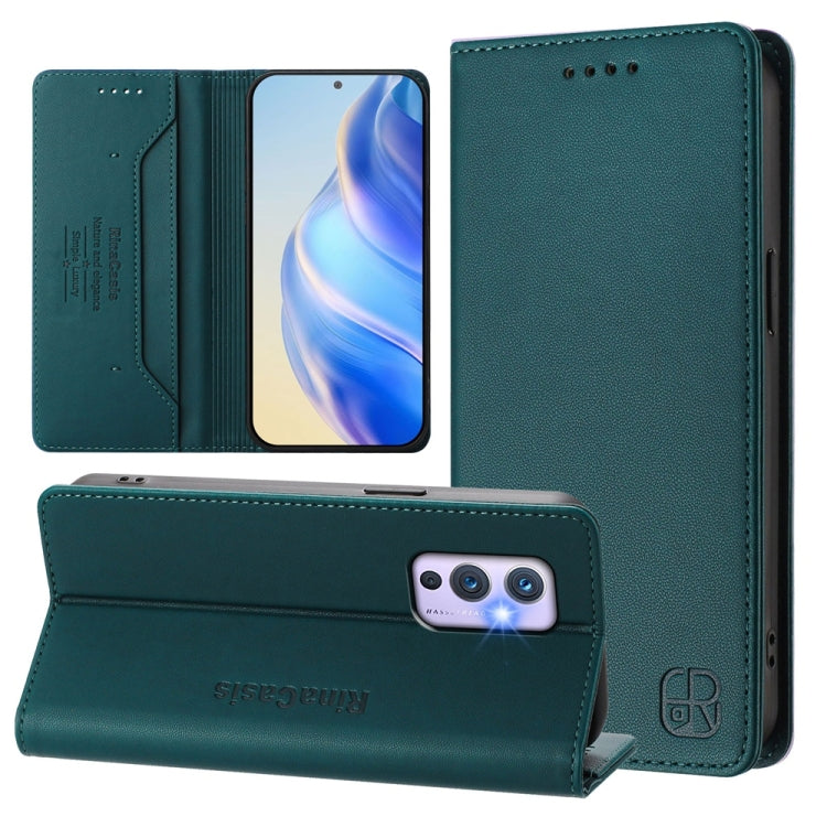 RC01 Dual-Folded Magnetic Suction RFID Leather Phone Case, For OnePlus 9 Pro, For OnePlus 9