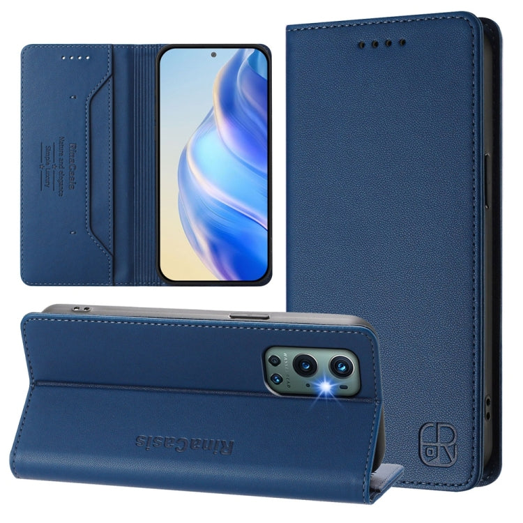 RC01 Dual-Folded Magnetic Suction RFID Leather Phone Case, For OnePlus 9 Pro, For OnePlus 9