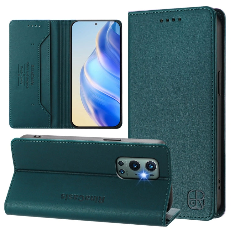 RC01 Dual-Folded Magnetic Suction RFID Leather Phone Case, For OnePlus 9 Pro, For OnePlus 9