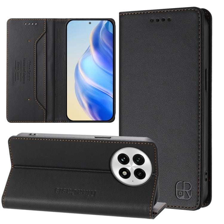 RC01 Dual-Folded Magnetic Suction RFID Leather Phone Case, For OnePlus Ace 5 Racing, For OnePlus 13R / Ace 5 / Ace 5 Pro, For OnePlus 13