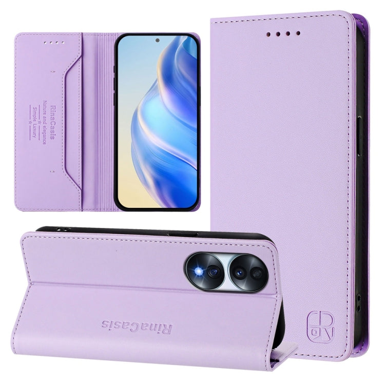 RC01 Dual-Folded Magnetic Suction RFID Leather Phone Case, For Honor 70 Pro, For Honor 70, For Honor X8 4G / X30i / Play6T Pro