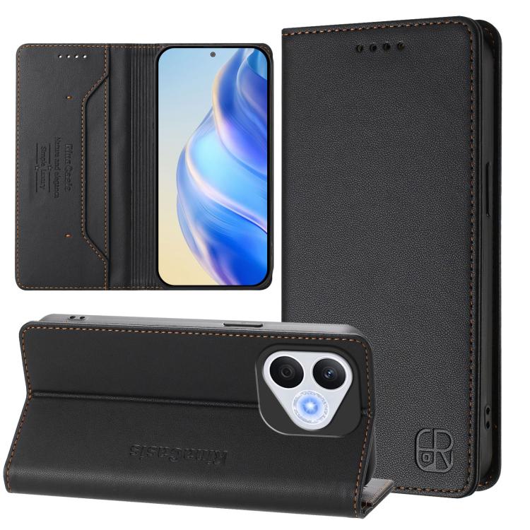 RC01 Dual-Folded Magnetic Suction RFID Leather Phone Case, For Honor Play 60, For Honor 400 Lite Global, For Honor 400 Global 156.5mm