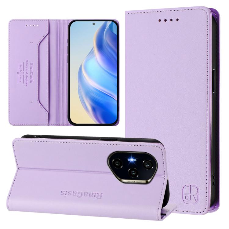 RC01 Dual-Folded Magnetic Suction RFID Leather Phone Case, For Honor Play 60, For Honor 400 Lite Global, For Honor 400 Global 156.5mm