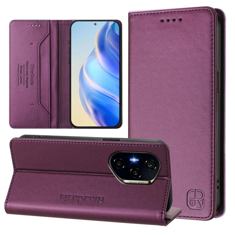 RC01 Dual-Folded Magnetic Suction RFID Leather Phone Case, For Honor Play 60, For Honor 400 Lite Global, For Honor 400 Global 156.5mm