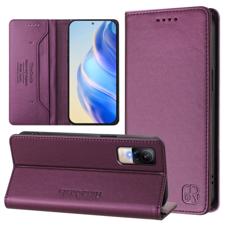 RC01 Dual-Folded Magnetic Suction RFID Leather Phone Case, For Xiaomi Poco C40, For Xiaomi Civi 1S, For Xiaomi Poco M4 Pro 4G
